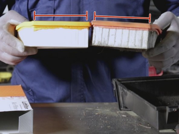 Comparer l'ancien et le nouveau filtre à air (longueur,largeur hauteur)