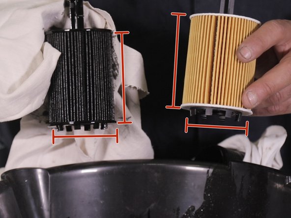 Comparer les dimensions entre l'ancien et le nouveau filtre à huile (longueur,largeur)
