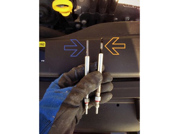 En bleu : Bougie de préchauffage neuve