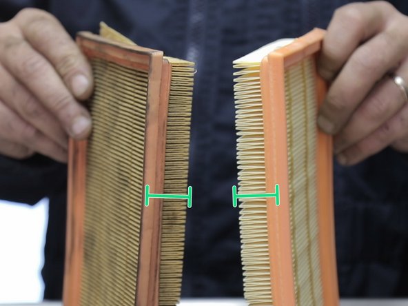 Comparer les dimensions des deux filtres, largeur, longueur et épaisseur