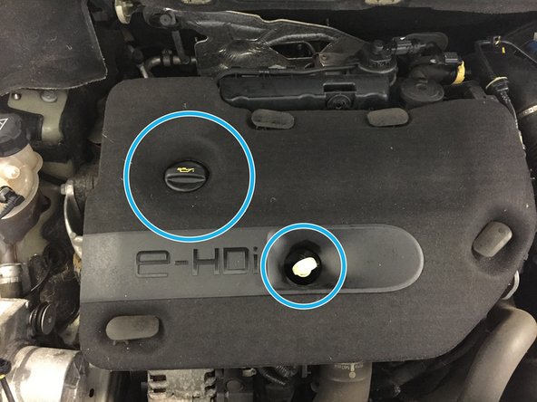 Remettre la jauge et le bouchon puis démarrer le moteur pour remplir le filtre à huile