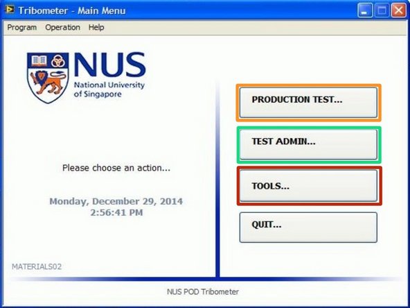 The main manu has the following three options: