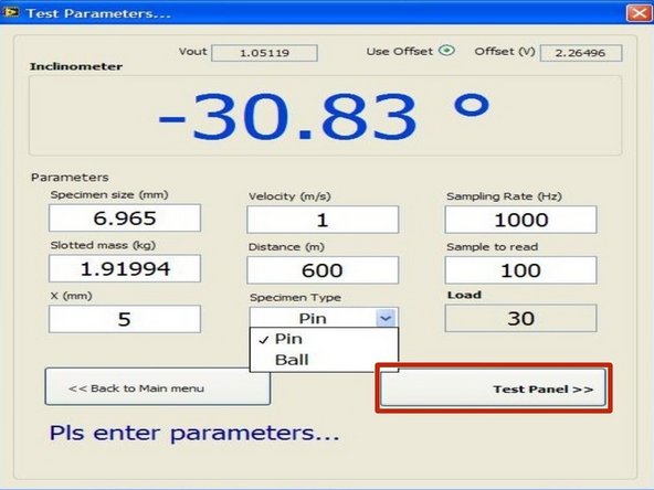 Click the &quot;Test Panel&quot; button at the bottom right of the production test window.