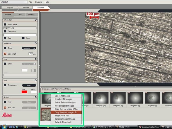 Finally, right click on the acquired image and select &quot;Copy Selected Images To&quot;