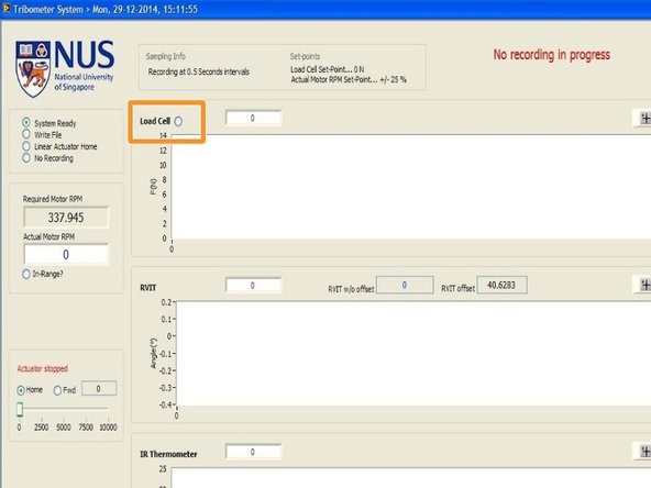 The tribometer is programmed to start collecting data from the load cell, inclinometer, and IR thermometer after the load cell experiences a non-zero force for three seconds.