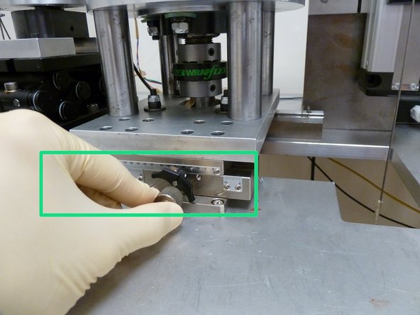 Adjust X-translation stage to required displacement to ensure ball specimen runs only on disc specimen