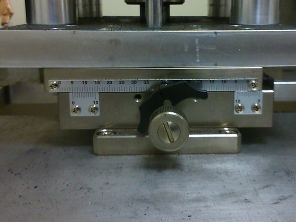 Use a torque wrench to turn the x-translation stage's knob to a suitable value.