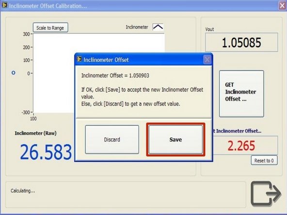 The raw and offset inclinometer-measured angle can be seen below the graph