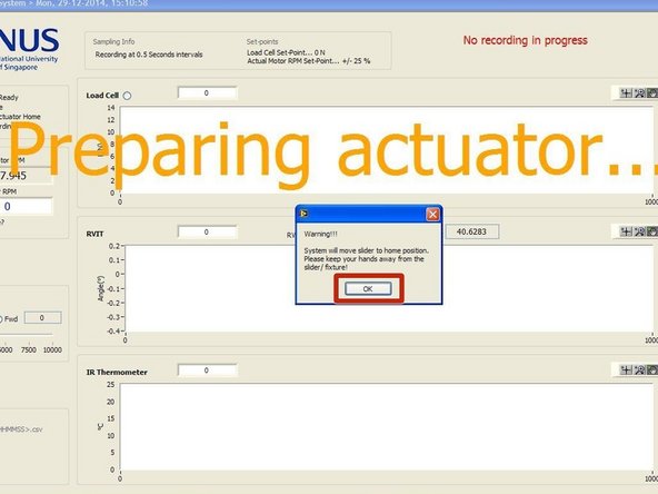 Entering the test interface would cause the prompt to move the actuator back to its home position to appear.