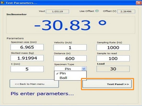 Click the &quot;Test Panel&quot; button at the bottom right of the production test window.