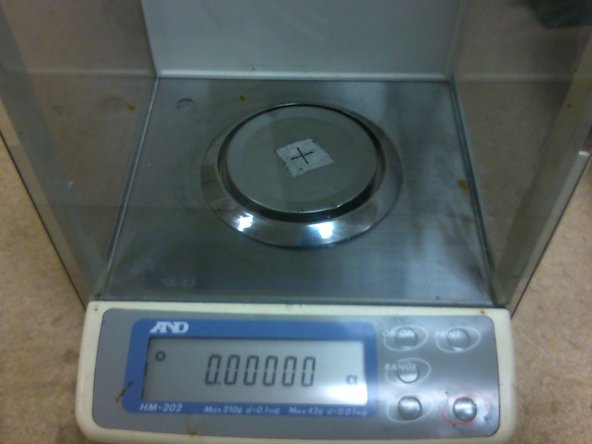 Always place the sample on the same spot on the weighing scale. Markings could be made on the weighing scale as shown in the picture.