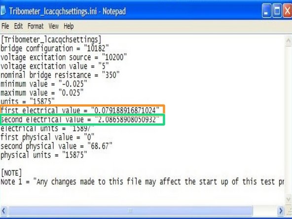 Input the first electrical value based on the voltage at zero newtons load.
