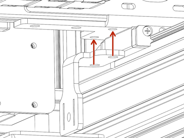 Next, using 4 M5x6 bolts and a 3mm Hex/T-Handle secure the Y Belt Clamp to the bottom XU axis on both sides.