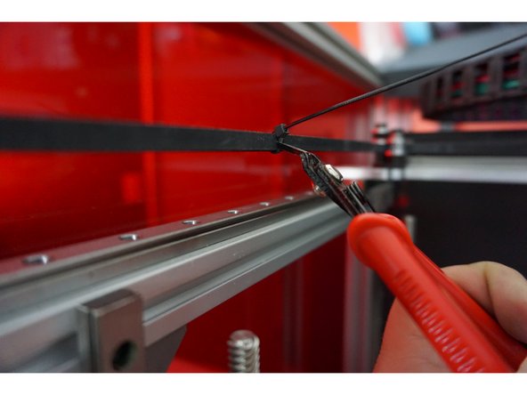 Now you should remove the zip ties from the XY belt system.