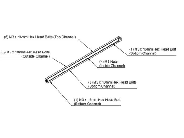 Slide (6) M3 x 16mm hex head bolts into the top channel.