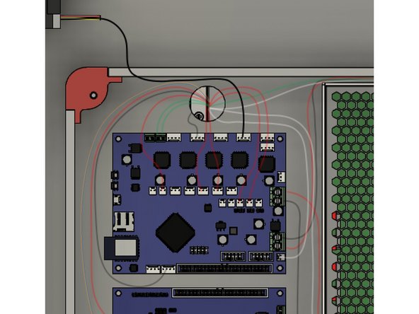 The Front Stepper Cable (Y Stepper) cable plugs into the connector on the stepper.
