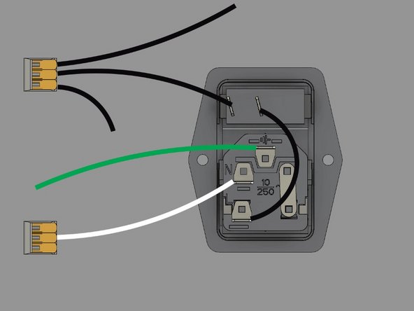 Install a 100mm white wire into the remaining spot on the plug with a spade connector. The other end of the wire is bare, and goes into a 3 slot WAGO connector.