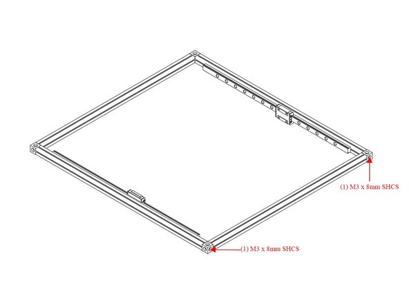 Attach Top Right Extrusion to the rest of the Top Extrusion Assembly using (2) M3 x 8mm socket cap head screws.