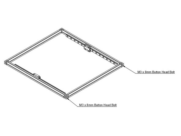 Attach Top Right Extrusion to the rest of the Top Extrusion Assembly using (2) M3 x 8mm button head bolts