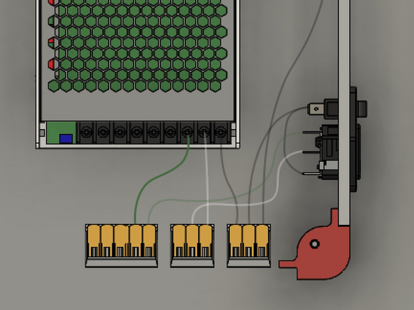 Connect a green wire from the 5 port WAGO to the ground terminal on the PSU.