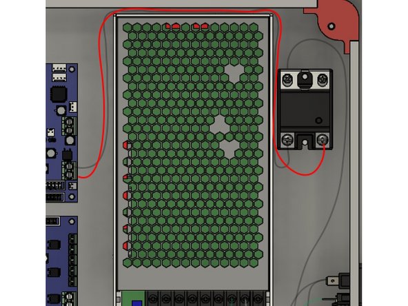 Connect the long red wire to the SSR port 3 using the ring terminal.