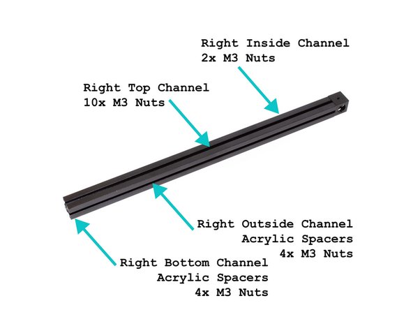 Slide (10) M3 nuts into the top channel.