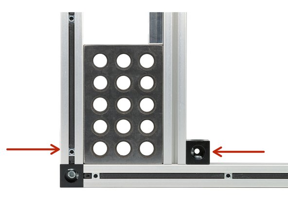 Use calipers to measure the distance between the bottom of the top extrusion, and the top of the Z rod holder extrusion. Tighten the corner cubes to the frame leaving a gap of 50mm as shown in the image. (Alternate Method) Optionally use 123 or 25,50,75 blocks and firmly squeeze the block between the two extrusions while fastening each corner cube.