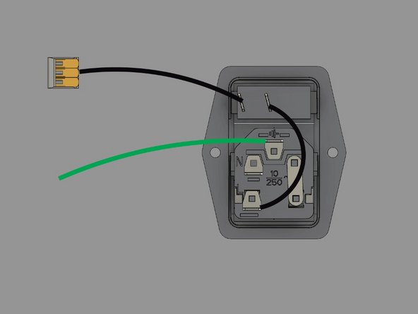 Install the 100mm black wire onto the other terminal on the switch.  One end is a spade terminal, the other end is bare wire, and goes into a 3 connector WAGO.