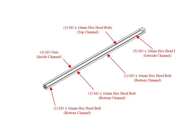 Slide (3) M3 x 16mm hex head bolts in the top channel