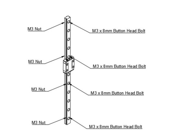 Prep the Z axis mgn12 linear rails in the same fashion as for the X axis rails.