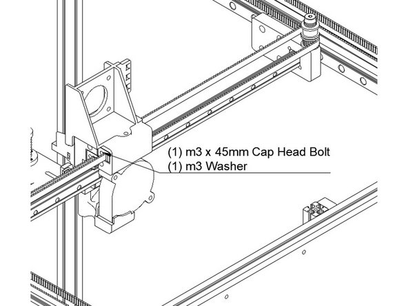 Attach the belt clip using (1) m3 x 45mm cap head bolt and (1) m3 washer.
