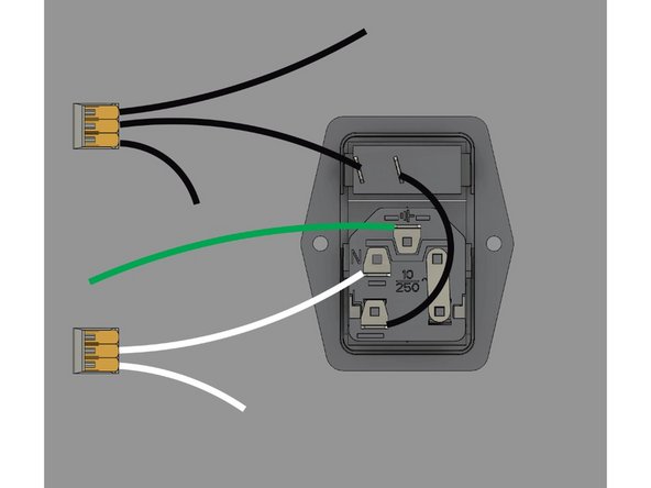 Add the bare end of a 100mm white wire into the WAGO. The other end has a ring connector.
