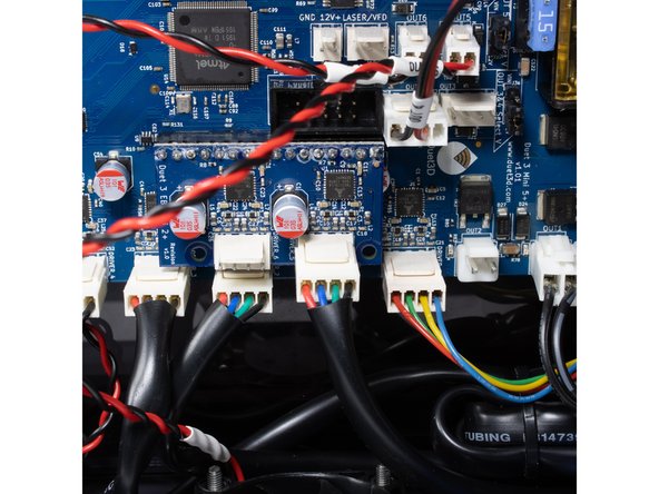 X stepper (front) is wired to Drive 5 on the expansion board.