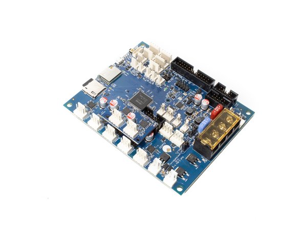 Install the Duet +2 expansion board on the Duet board as shown in the image.