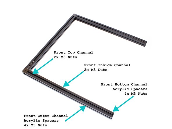 Slide (2) M3 nuts in the top channel of the back extrusion.