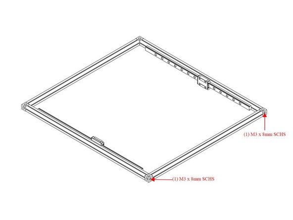 Attach Top Right Extrusion to the rest of the Top Extrusion Assembly using (2) M3 x 8mm socket cap head screws.