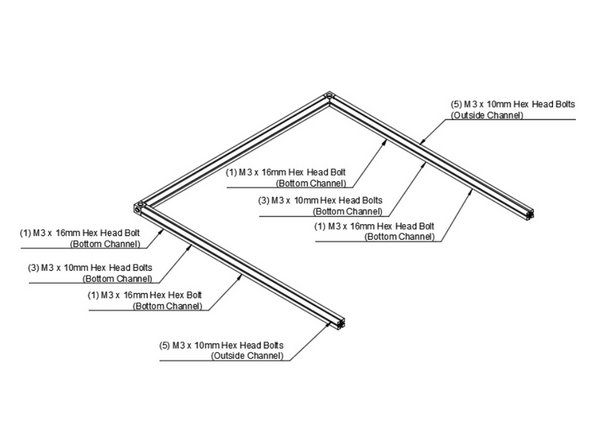 Slide (5) M3 x 10mm hex head bolts in the outside channel of the bottom rear extrusion.