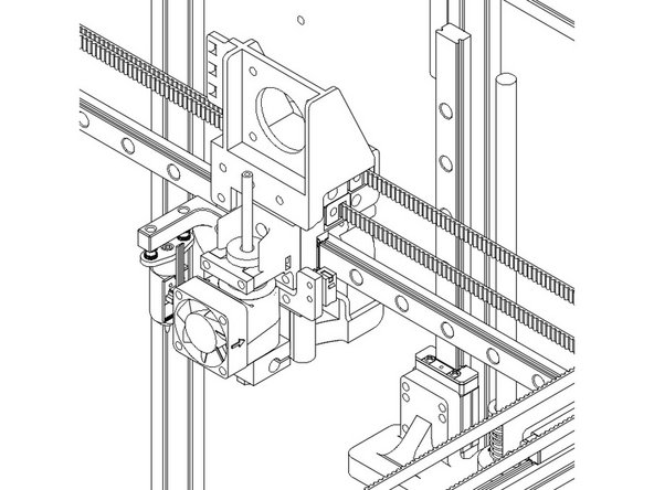 Insert a length of PTFE into the hotend, at least 91mm long.  (You want around 45mm sticking out of the hotend when it's fully seated)