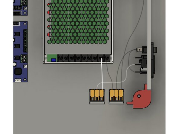 Use a WAGO to connect both the White (Neutral) lead from the AC Plug and a short white wire with a Ring terminal.