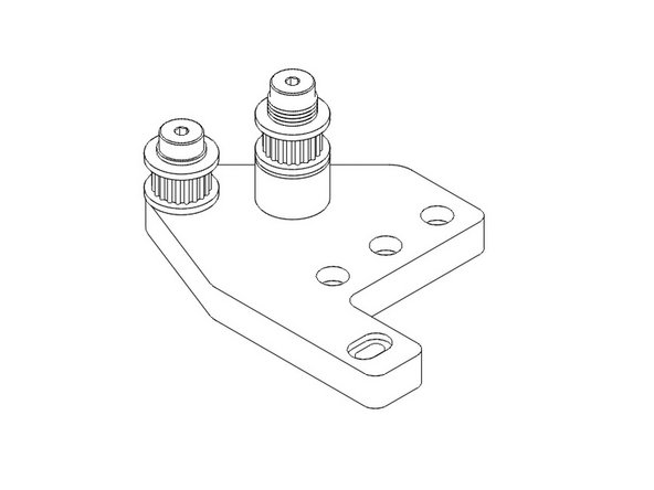 For the front idler, the stack for the outside bolt is the short stack.  Turn a 12mm shoulder bolt upside down and install (1) M5 washer, then (1) M5 shim. Next add the 20T idler, then lastly (1) M5 shim.