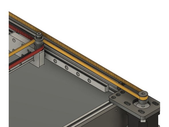 From the Rear X carriage the belt goes back to the Y carriage block.