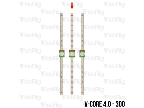 The SKUs for the V-Core 4.0 Z-axis linear rails vary depending on the size: