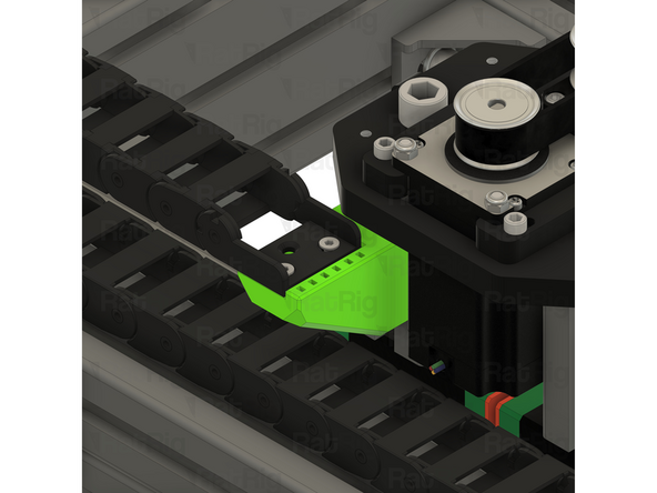 Align the drag chain end with the printed part as shown
