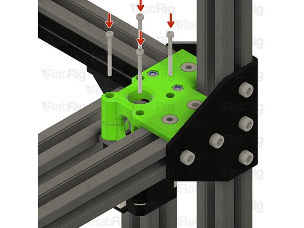 Insert the M3x35 screws into the xy_motor_cage_left_top as shown, and fasten them to secure the NEMA17 motor to the mount