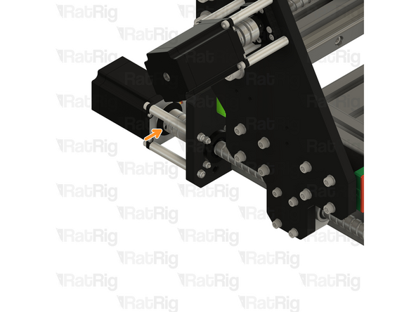 Fully tighten the M5x70 and all three M5x80 screws to secure the NEMA23 stepper motor to the motor plate