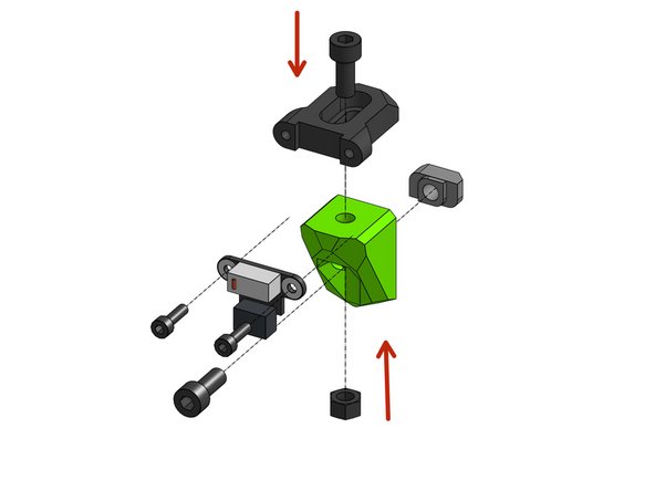 Backpull the M5 hex locking nut and fasten the two printed parts together with a Cap Head Screw M5x12