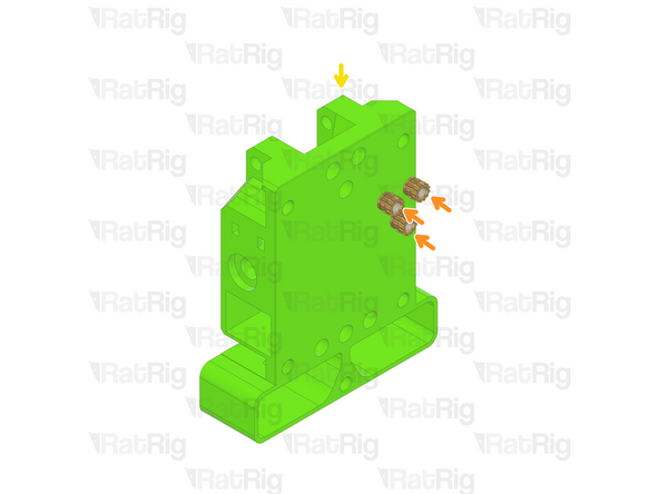 Install a heat insert into each position as shown