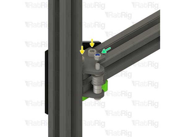 Position the upper CoreXY idler assembly onto the V-Core 3 frame as shown