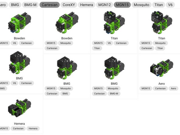 EVA is a modular platform of printable parts that allow you to mount most popular Extruder and Hotend combinations on your V-Cast.