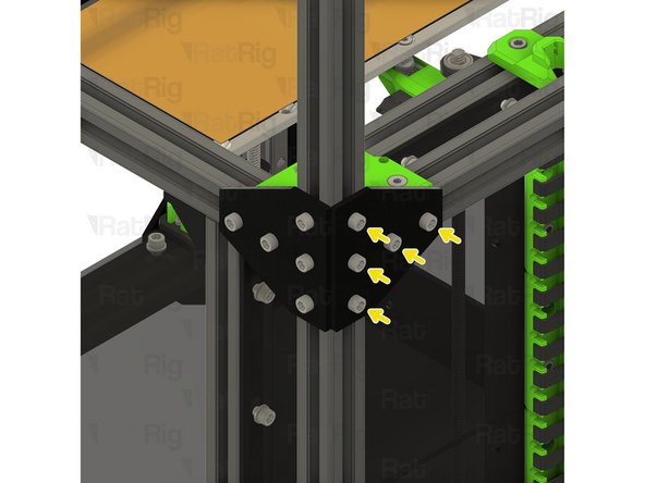 Secure the T-shape plates to the frame by fastening the five M6x12 screws
